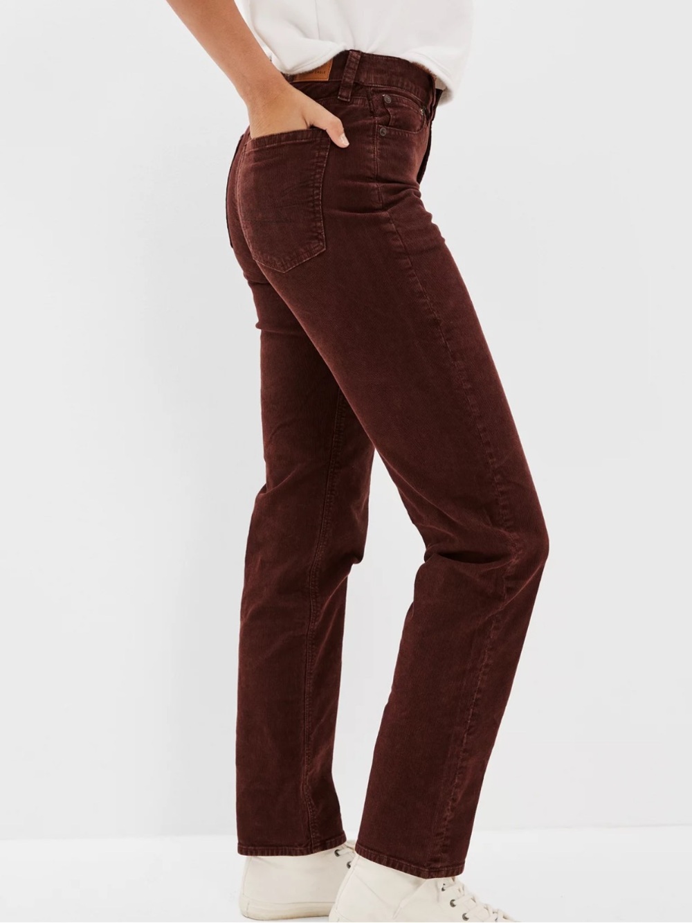 American Eagle Outfitters Womens 90's Straight Leg Corduroy Pants Burgundy 4